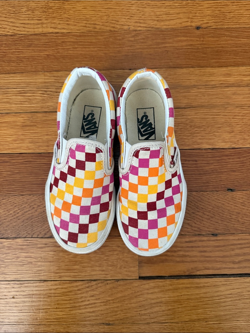 Vans Kids Slip-On Checkerboard Sneakers - White, Yellow, Orange, Pink, Burgundy